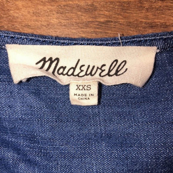 Madewell size xxsmall blue chambray wrap top - Picture 5 of 9